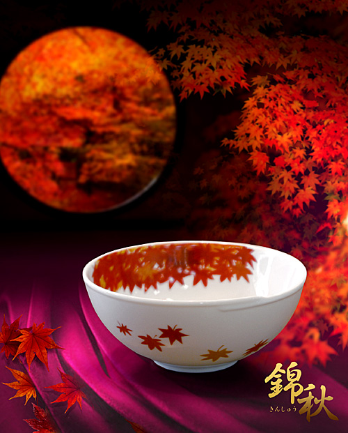真っ赤な紅葉の絵柄が素敵なボウル。食卓で役立つ大きさの食器（小鉢）です。料亭の器